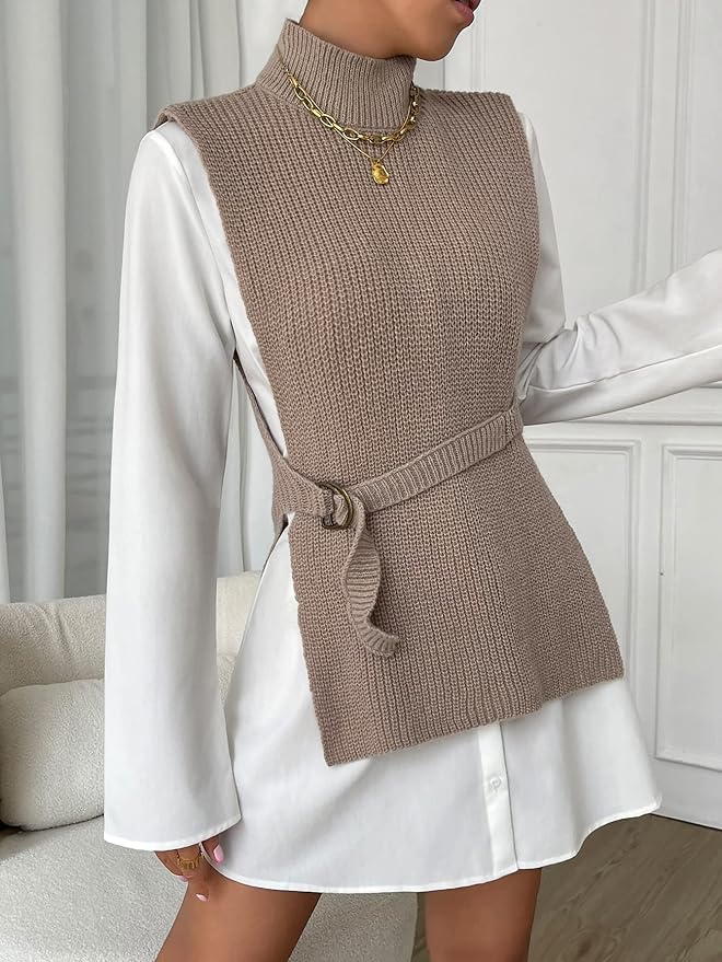 Pull Sans Manches Col Roulé | Élégant & Polyvalent | Idéal pour Superposer