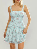 Robe Courte Fleurie | Bleu Ciel | Indispensable Romantique d’Été