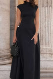 Robe Longue Élégante à Col Montant | Noire | Intemporelle et Sophistiquée