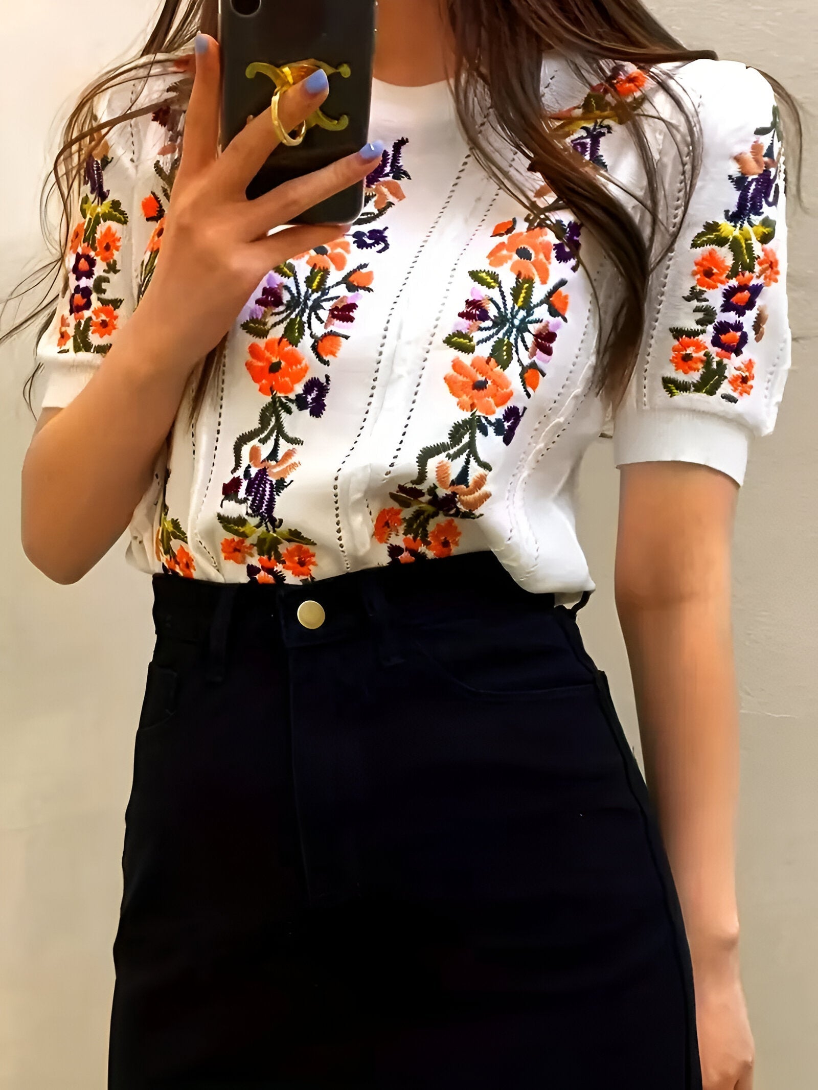 Blouse Brodée Fleurie | Blanche | Élégante, Colorée & Féminine