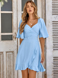 Robe Portefeuille à Manches Volantes | Élégance Légère | Parfaite pour Brunchs, Sorties & Été