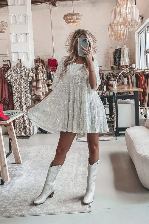 Robe Babydoll à Paillettes | Légère & Scintillante | Look de Fête Irrésistible
