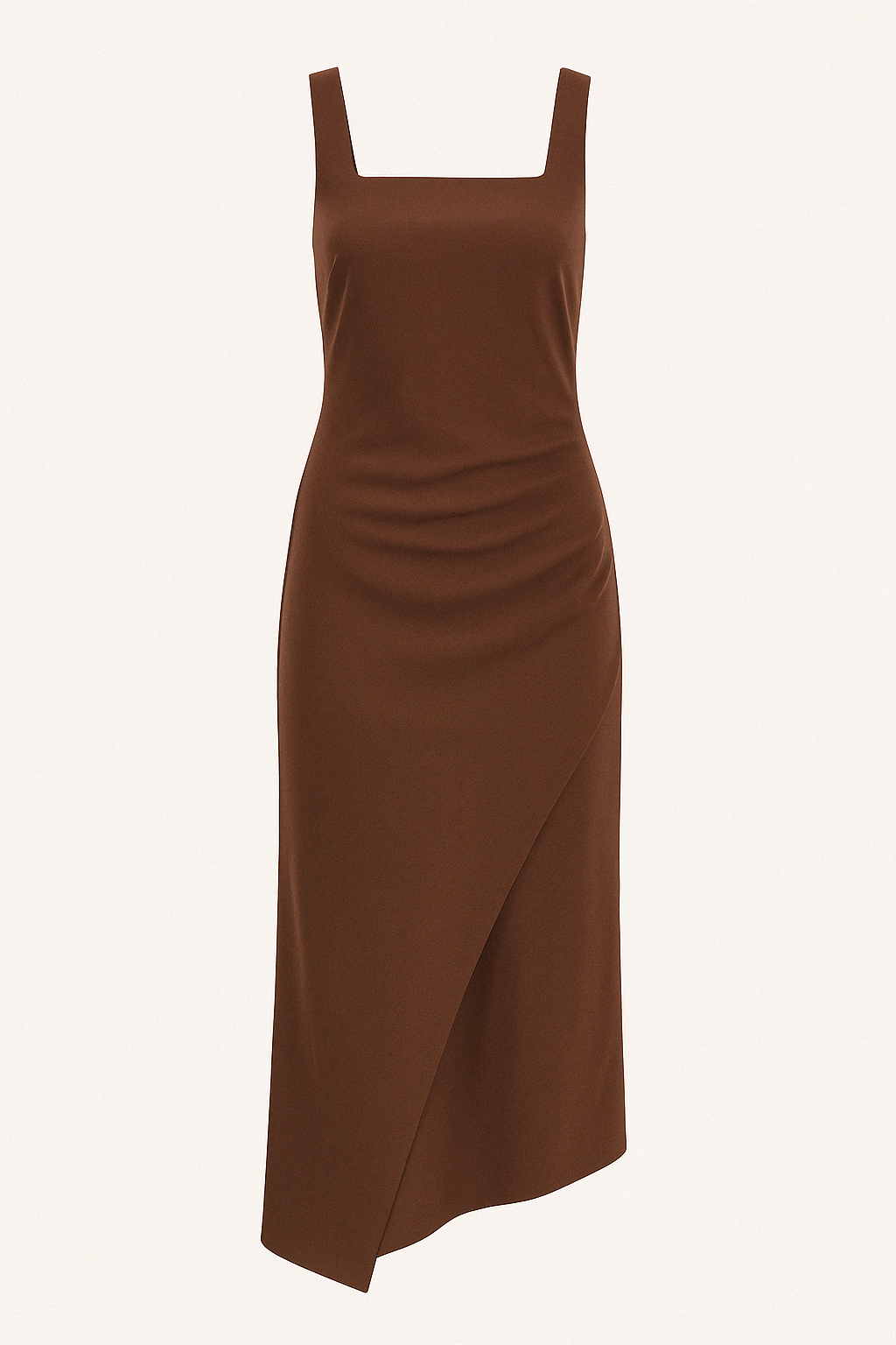 Robe Longue Épaule Dénudée | Marron | Élégance Minimaliste et Moderne