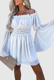 Robe Courte en Mousseline Épaules Dénudées | Blanche | Fluide et Féminine