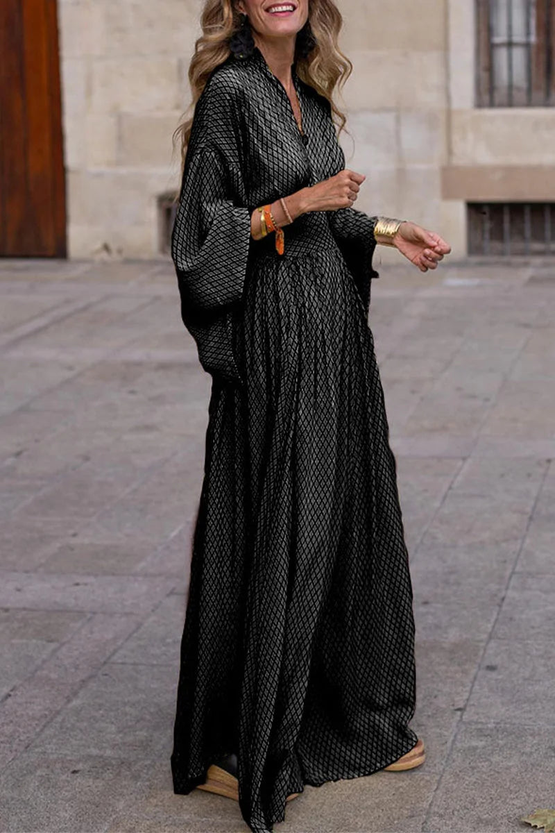 Robe Longue à Imprimé Losanges | Fluidité Bohème | Pour les Journées ensoleillées et le Style Décontracté