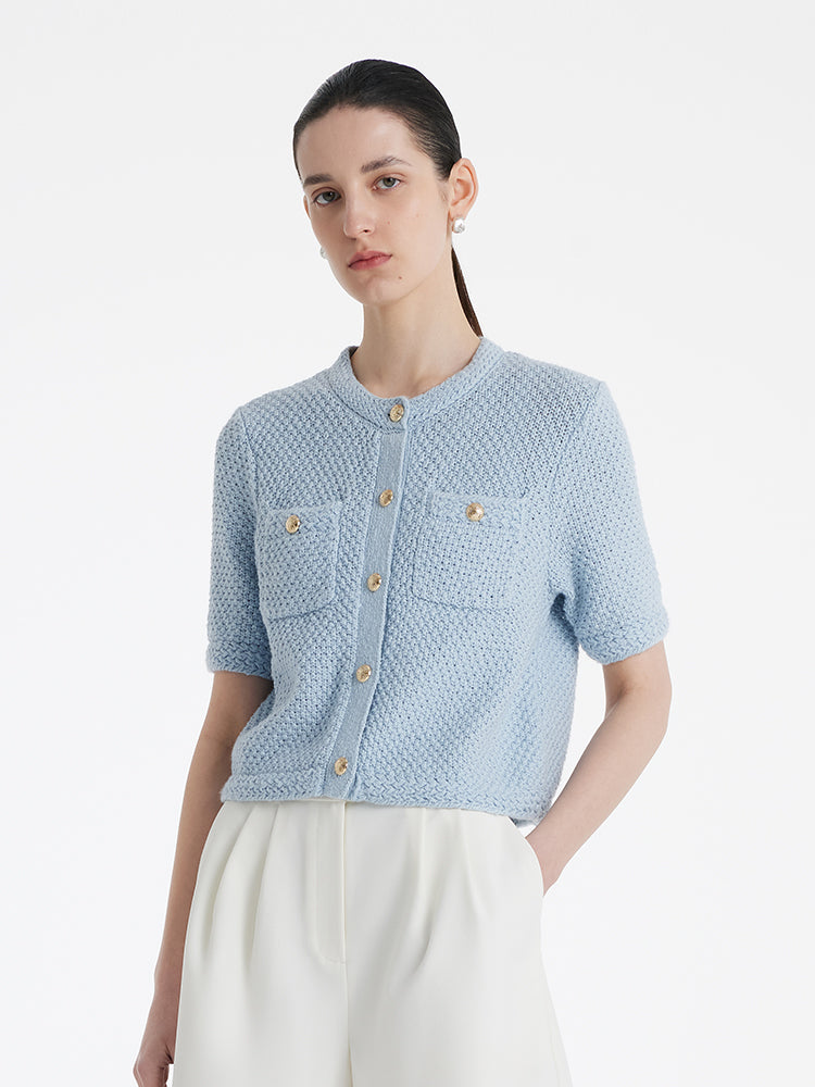 Gilet en Maille Texturée | Manches Courtes | Élégant & Minimal