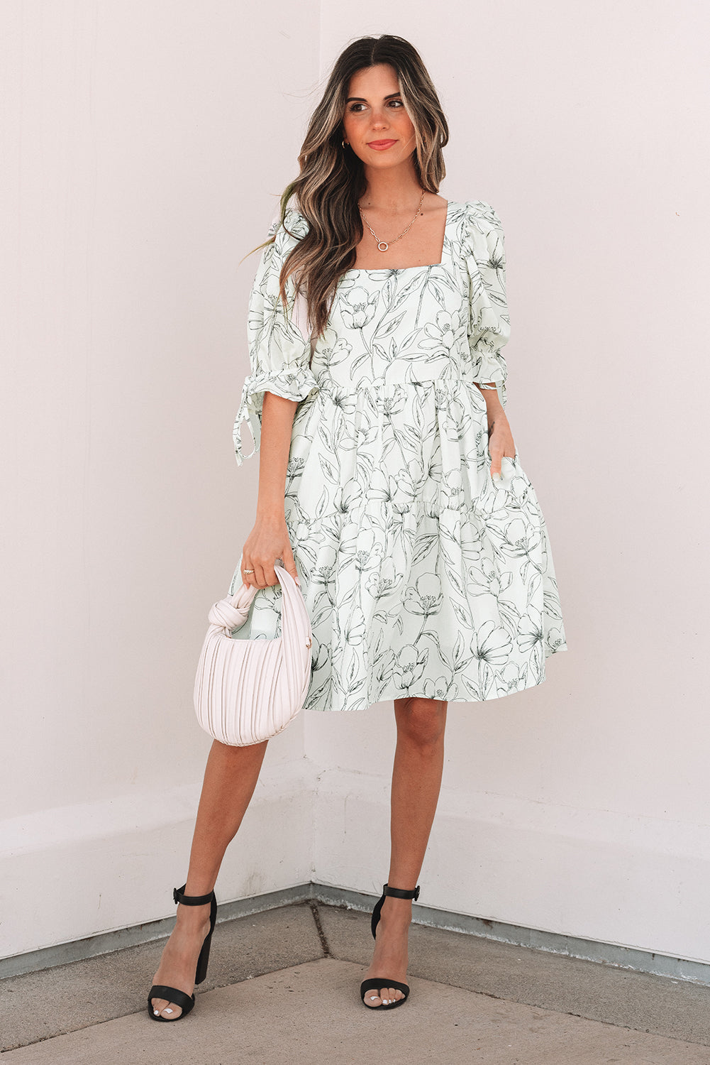 Robe à Fleurs Manches Bouffantes | Coton Léger | Charme Estival Décontracté