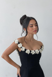 Robe Courte Épaules Dénudées à Fleurs | Élégante & Raffinée | Idéale pour les Occasions Spéciales
