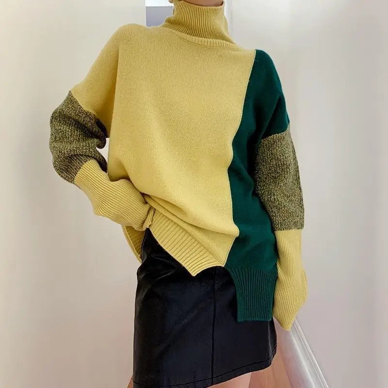Pull Col Roulé Color Block | Douillet | Chic & Moderne