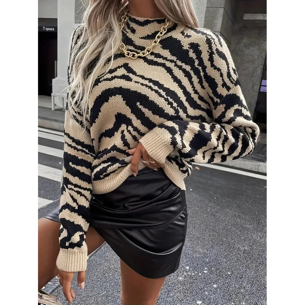 Pull Tricoté Imprimé Zèbre | Audacieux & Tendance | Mode Statement