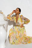 Robe Longue en Mousseline Fleurie | Manches Longues | Élégance Légère et Aérienne