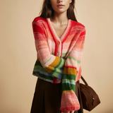 Gilet Rayé Arc-en-ciel | Maille Colorée | Mélange de Mohair