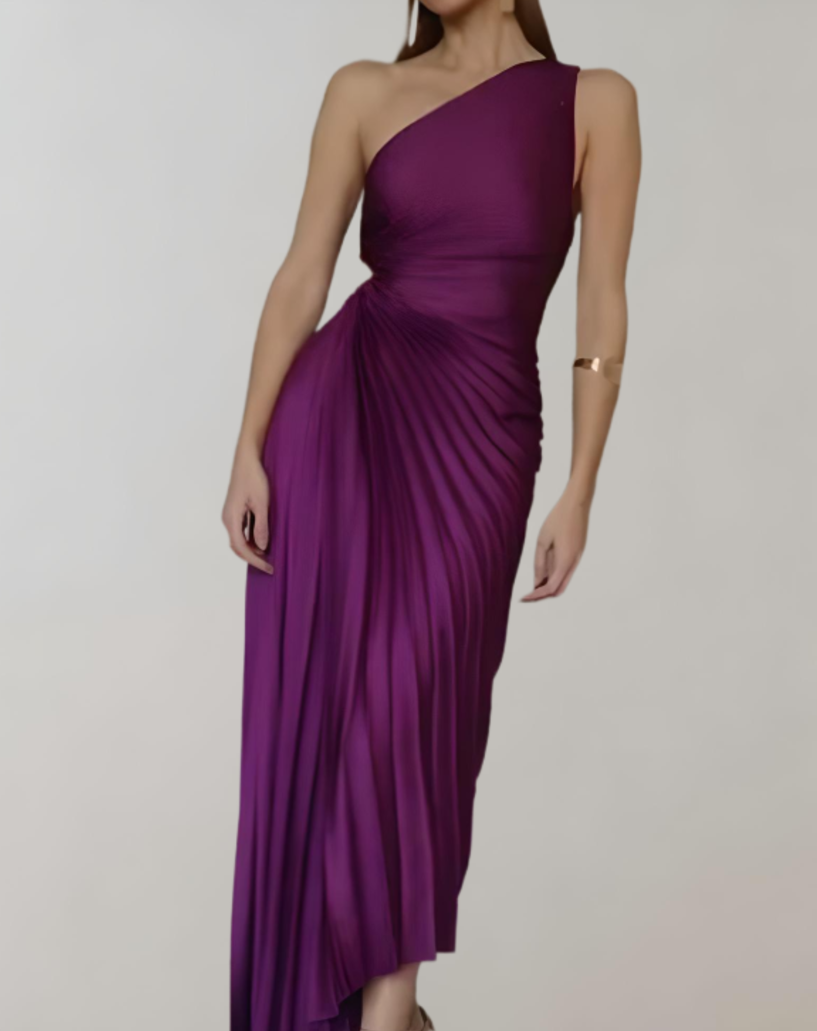 Robe Midi Plissée à Une Épaule | Coupe Asymétrique | Élégance Audacieuse et Fluide