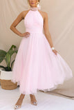Robe Midi à Col Haut en Tulle | Rêveuse & Volumineuse | Idéale pour les Grandes Occasions