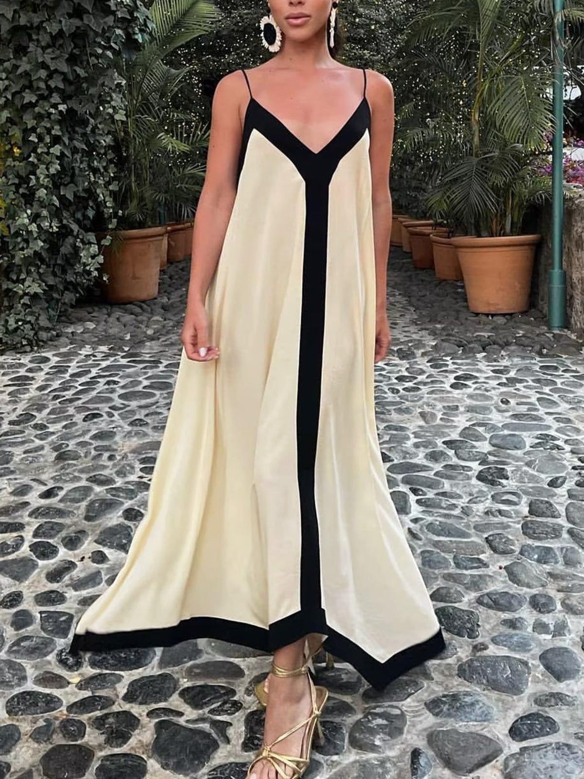 Robe Longue Color Block | Fluide | Élégante et Chic