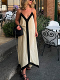 Robe Longue Color Block | Fluide | Élégante et Chic
