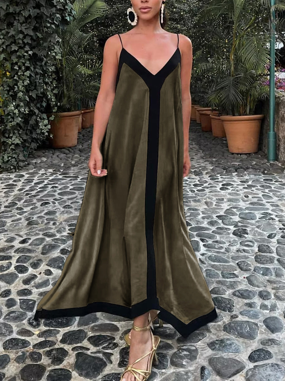 Robe Longue Color Block | Fluide | Élégante et Chic