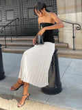 Robe Maxi Plissée Sans Bretelles | Élégante & Chic | Parfaite pour Toutes les Occasions