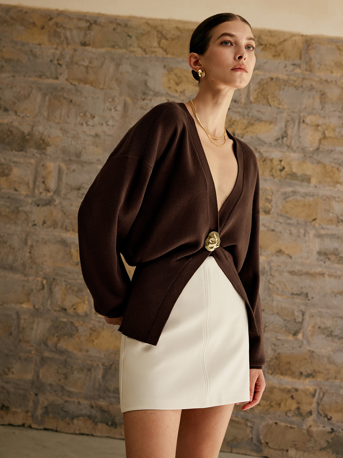 Pull Oversize à Col V | Chic & Confortable | Maille Intemporelle