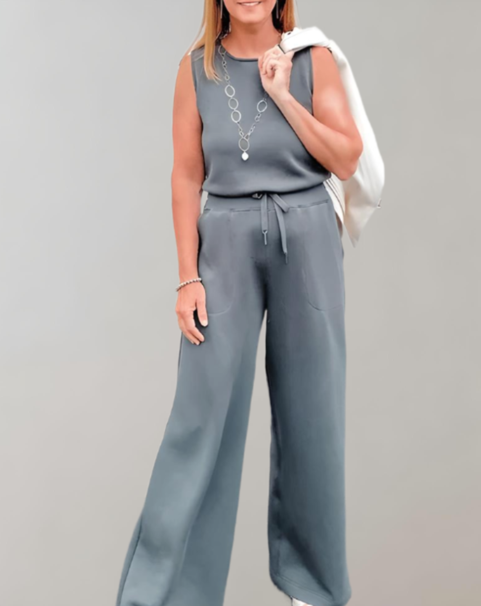 Ensemble Deux Pièces Sans Manches | Débardeur & Pantalon Large | Élégant & Décontracté