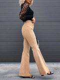 Pantalon Pattes d'Éléphant en Velours | Taille Haute | Rétro Chic & Confortable