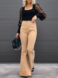 Pantalon Pattes d'Éléphant en Velours | Taille Haute | Rétro Chic & Confortable