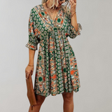 Robe Mini Bohème | Imprimé Rose | Légèreté Estivale