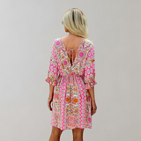 Robe Mini Bohème | Imprimé Rose | Légèreté Estivale