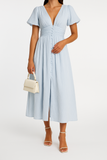 Robe Midi Plissée à Boutons | Chic Estival | Élégance Légère
