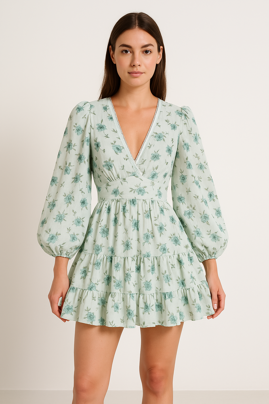 Robe Courte Fleurie à Manches Bouffantes | Rose | Romantique, Champêtre et Élégante