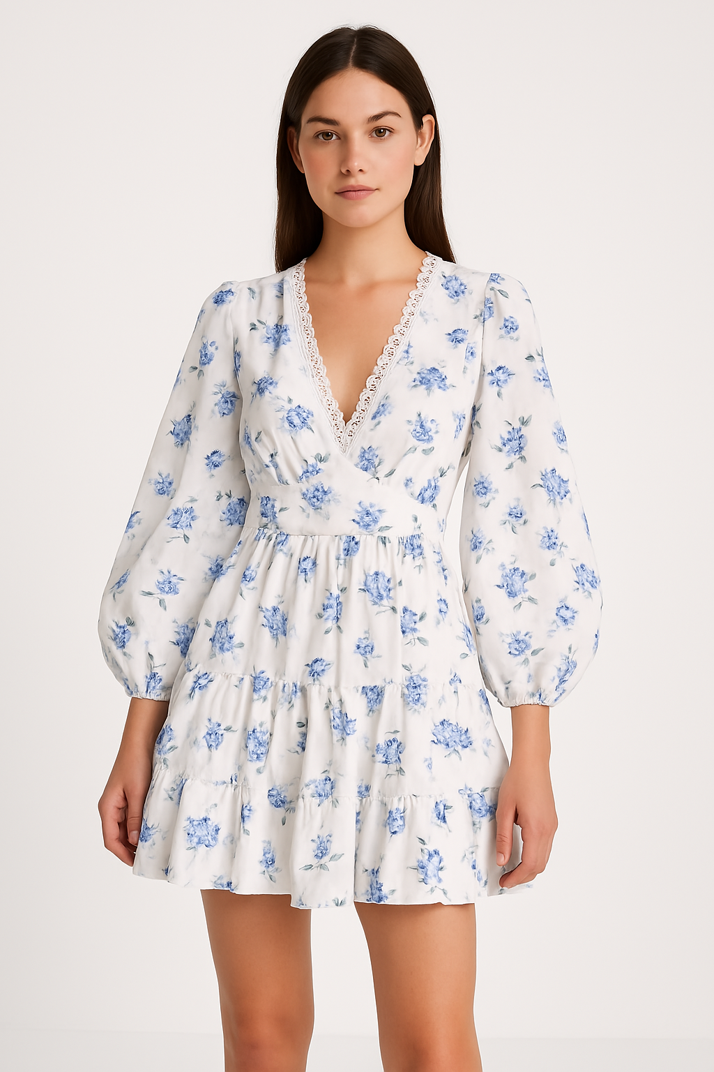 Robe Courte Fleurie à Manches Bouffantes | Rose | Romantique, Champêtre et Élégante