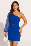 Robe Asymétrique à Une Manche | Manche Pailletée | Élégance de Soirée