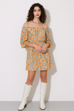 Robe Fleurie Épaules Dénudées | Abricot | Féminine, Décontractée et Rayonnante