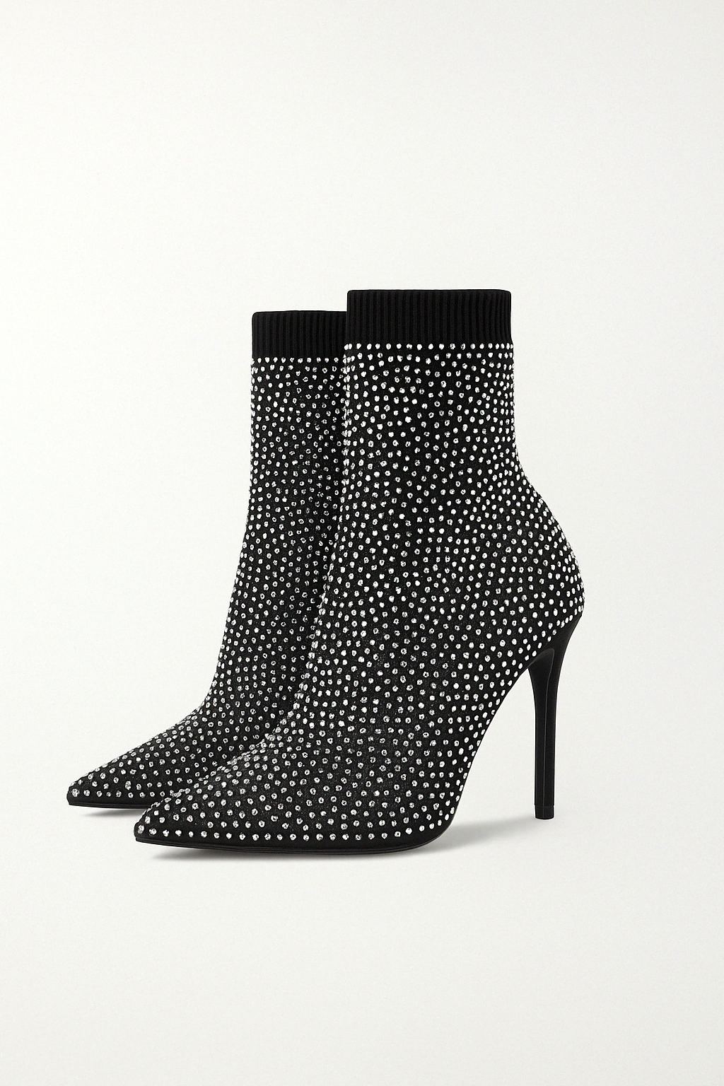 Bottines Chaussettes à Strass | Bout Pointu & Talon Aiguille | Scintillantes & Élancées