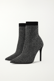 Bottines Chaussettes à Strass | Bout Pointu & Talon Aiguille | Scintillantes & Élancées
