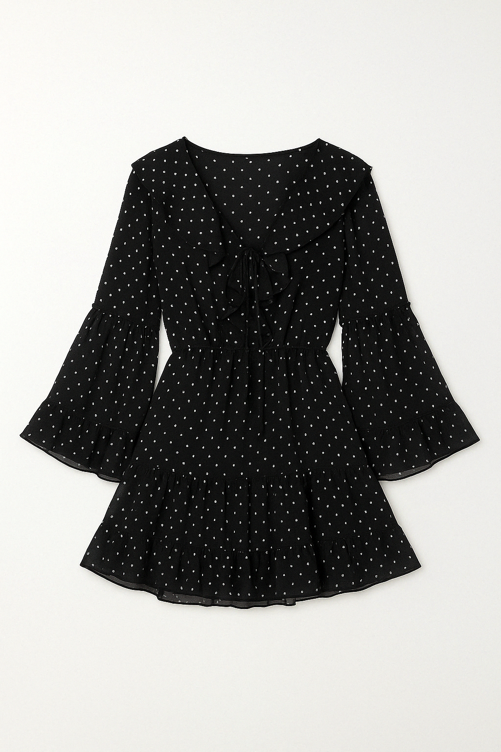 Robe à Pois en Mousseline | Manches Volantes | Énergie Féminine Rétro