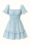 Robe Courte à Taille Empire | Volants Romantiques | Coupe Douce et Féminine