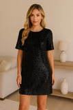 Robe Droite à Sequins | Effet Scintillant | Glamour de Soirée