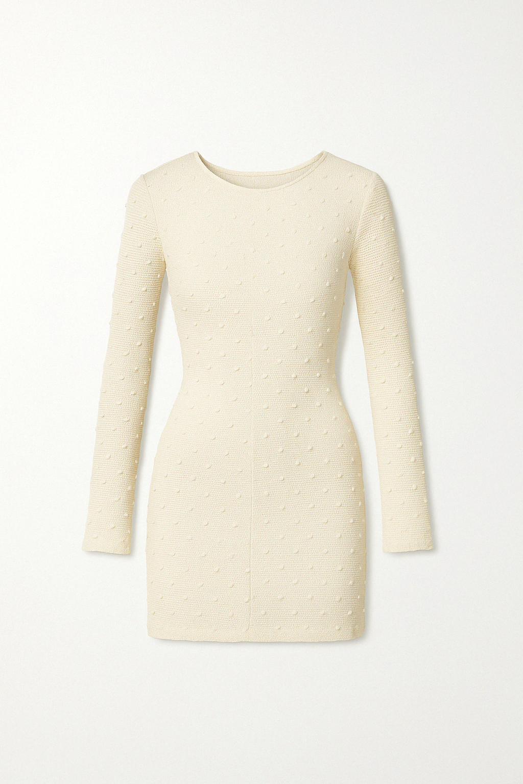 Robe Courte Texturée | Manches Longues Transparentes | Élégance Abricot Doux