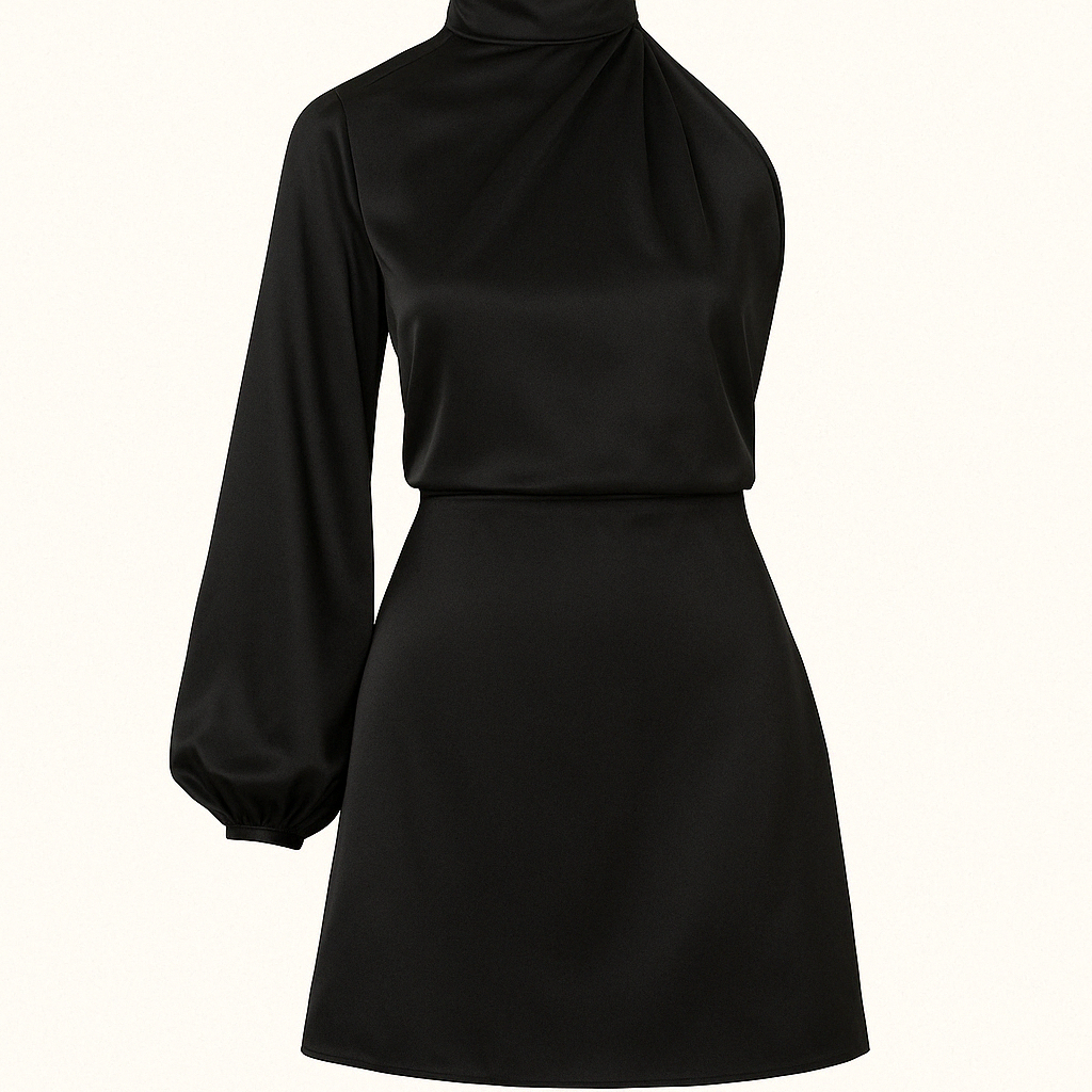 Robe Satinée Asymétrique | Élégance Drapée | Finition Brillante Luxe