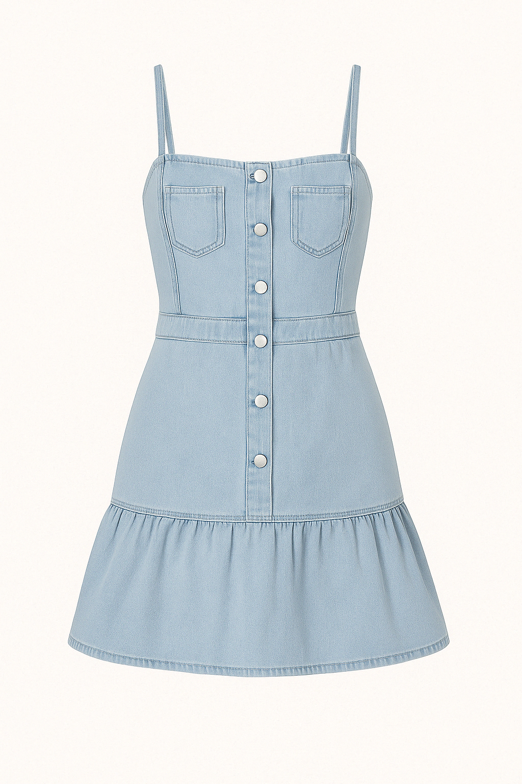 Robe Courte en Jean à Volants | Boutonnée | Charme Décontracté Western