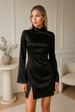 Robe Courte en Satin avec Fente | Silhouette Élancée | Élégance de Soirée