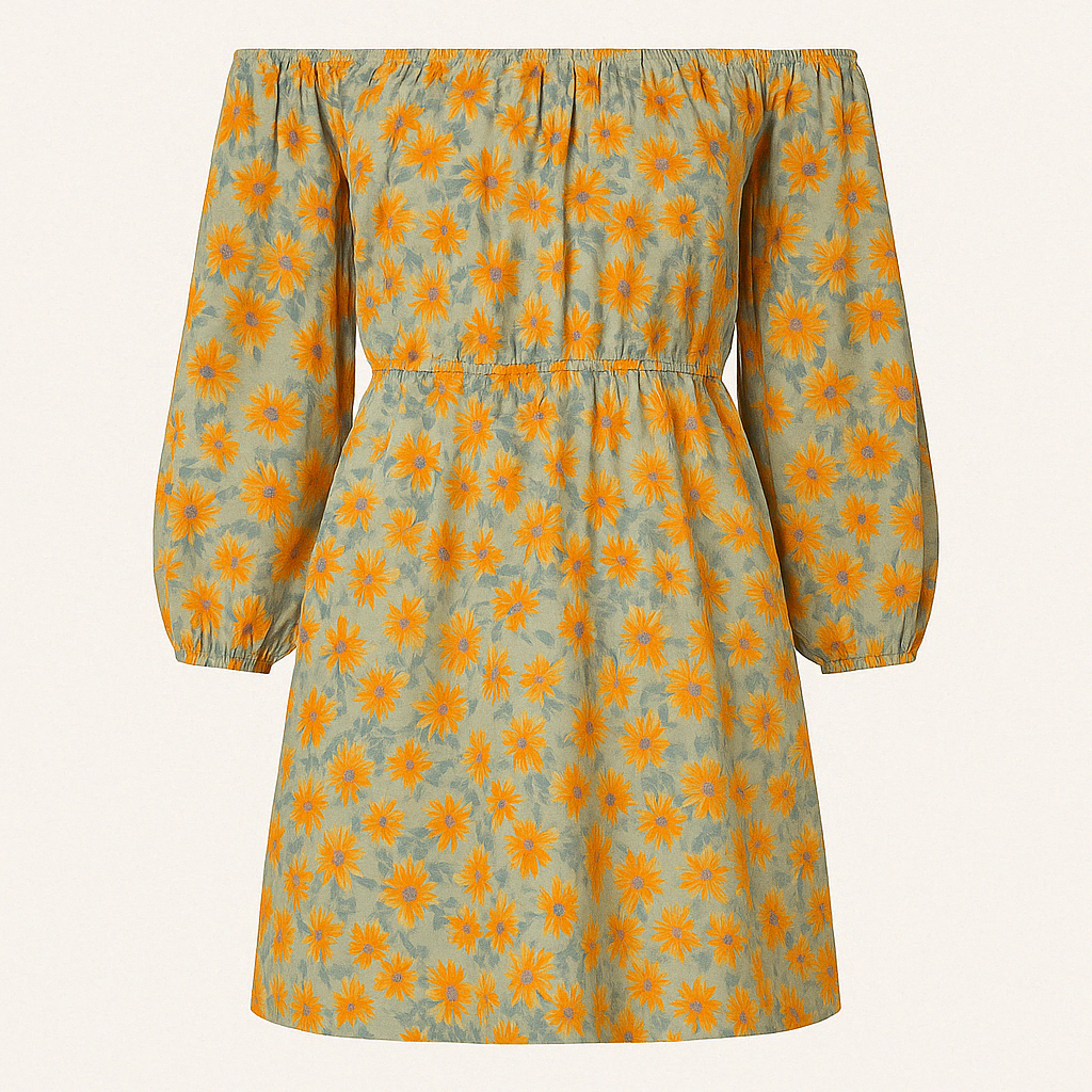 Robe Fleurie Épaules Dénudées | Abricot | Féminine, Décontractée et Rayonnante