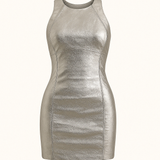 Robe Mini Métallique Ajustée | Argent | Futuriste, Glamour et Éblouissante