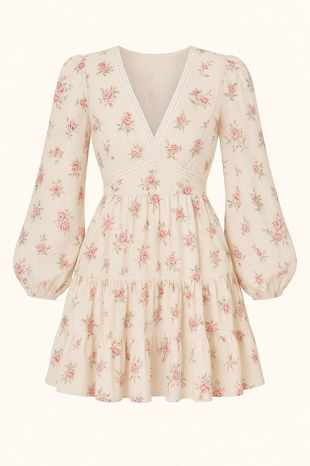 Robe Courte Fleurie à Manches Bouffantes | Rose | Romantique, Champêtre et Élégante