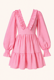 Robe Courte à Volants Imprimé Vichy | Rose | Audacieuse, Rétro et Féminine