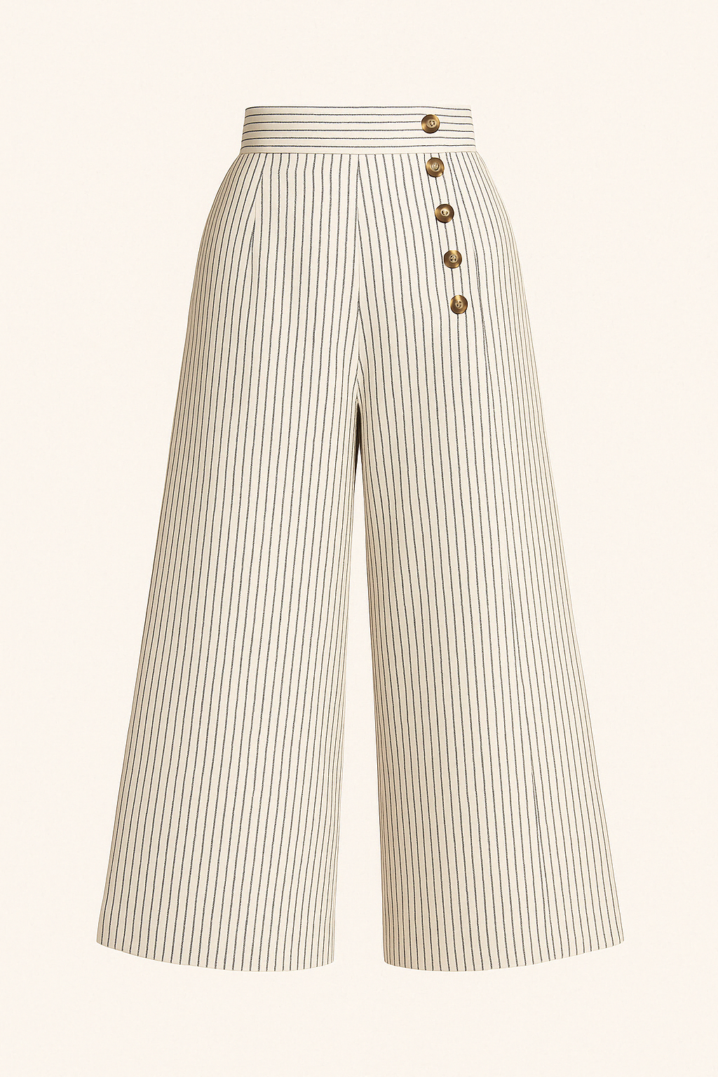 Pantalon Large à Rayures | Taille Haute | Élégant & Aéré