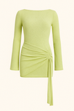 Robe Drapée à Manches Longues | Blanche | Sculptante, Élégante et Moderne