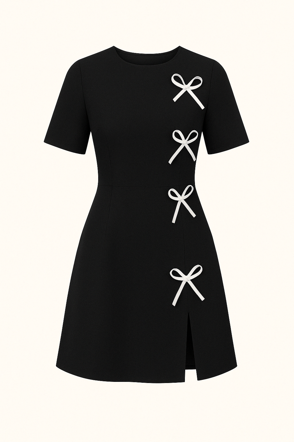 Robe Mini à Nœuds Contrastés | Noire | Élégante, Ludique et Originale