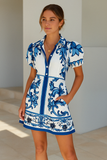 Robe Chemise Imprimée | Bleu Royal | Esprit Méditerranéen et Élégant